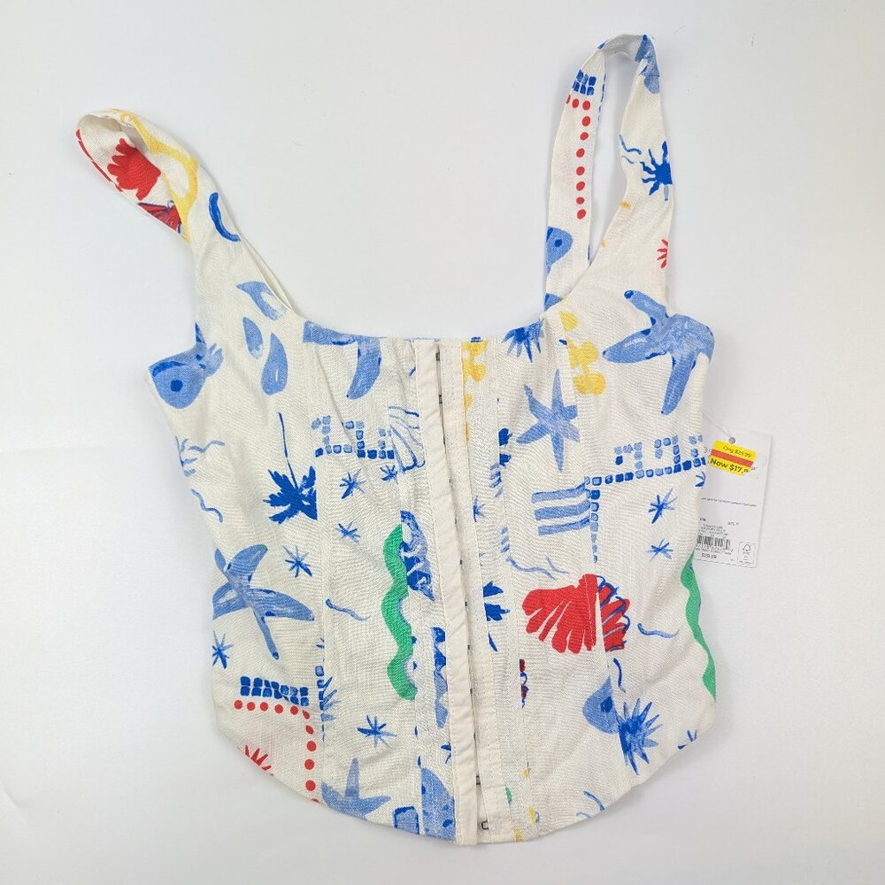 SO Nautical/Beach Themed Corset Tank Top Size Small